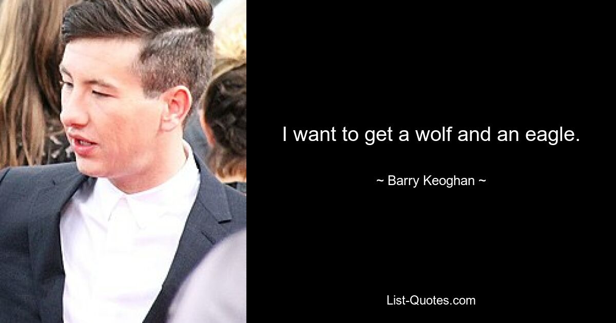 Ich möchte einen Wolf und einen Adler haben. — © Barry Keoghan