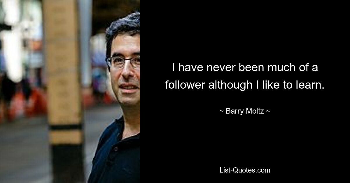 I have never been much of a follower although I like to learn. — © Barry Moltz