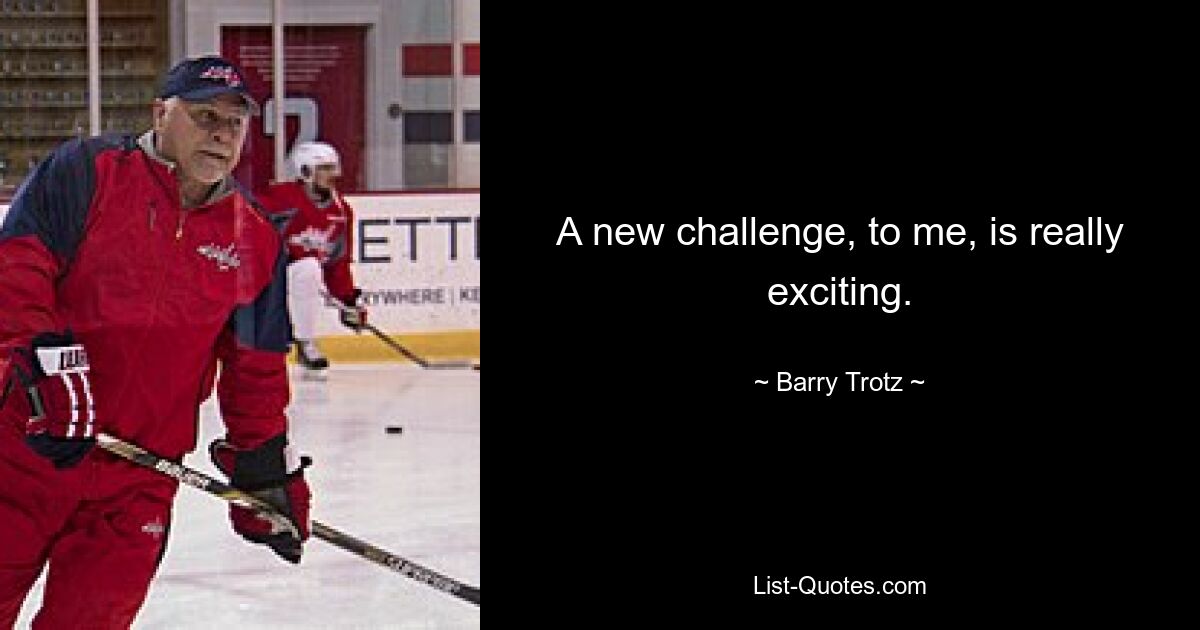 A new challenge, to me, is really exciting. — © Barry Trotz