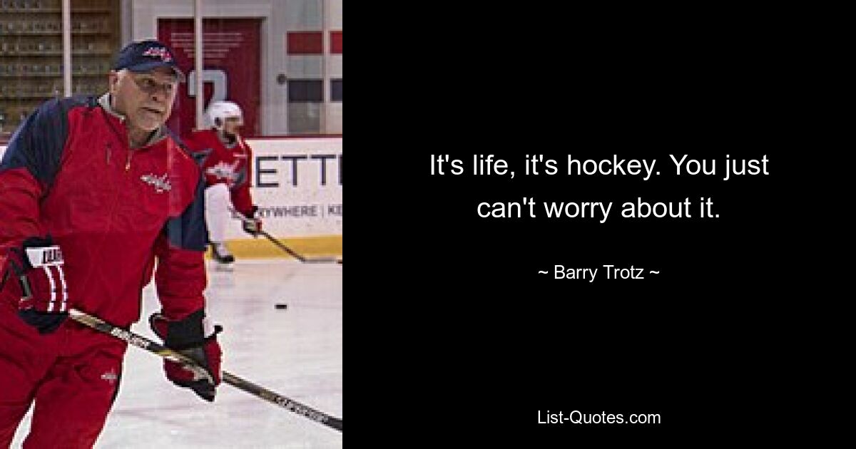 It's life, it's hockey. You just can't worry about it. — © Barry Trotz