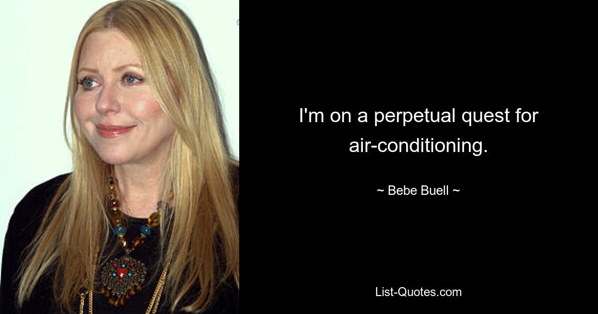 I'm on a perpetual quest for air-conditioning. — © Bebe Buell