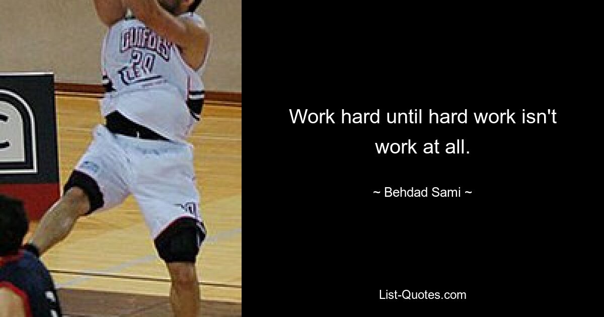 Work hard until hard work isn't work at all. — © Behdad Sami