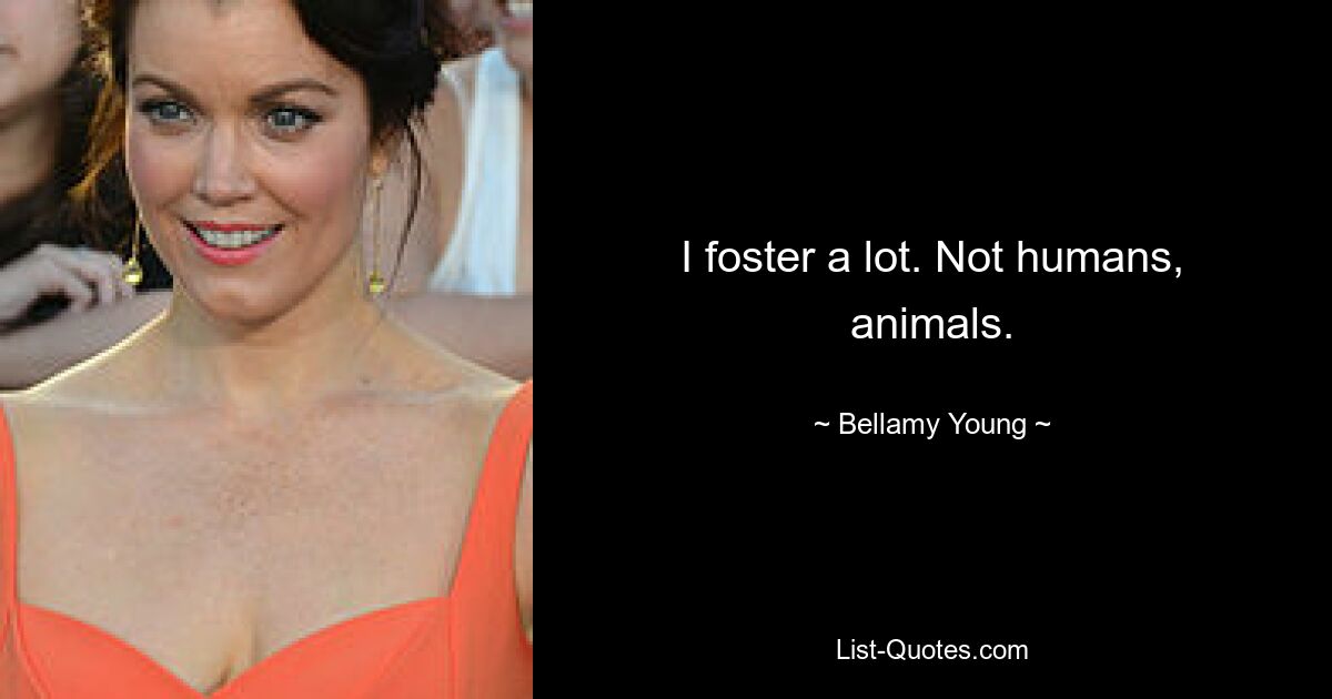 I foster a lot. Not humans, animals. — © Bellamy Young