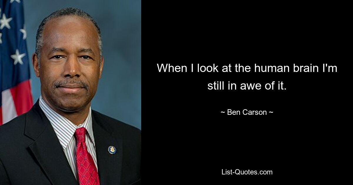 When I look at the human brain I'm still in awe of it. — © Ben Carson