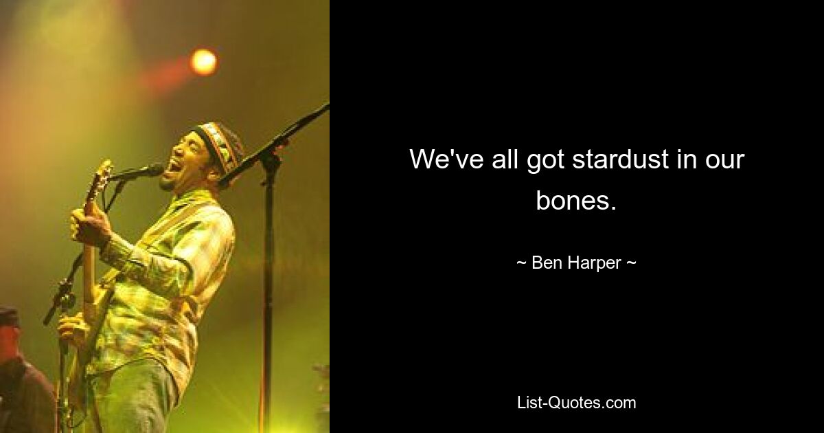 We've all got stardust in our bones. — © Ben Harper