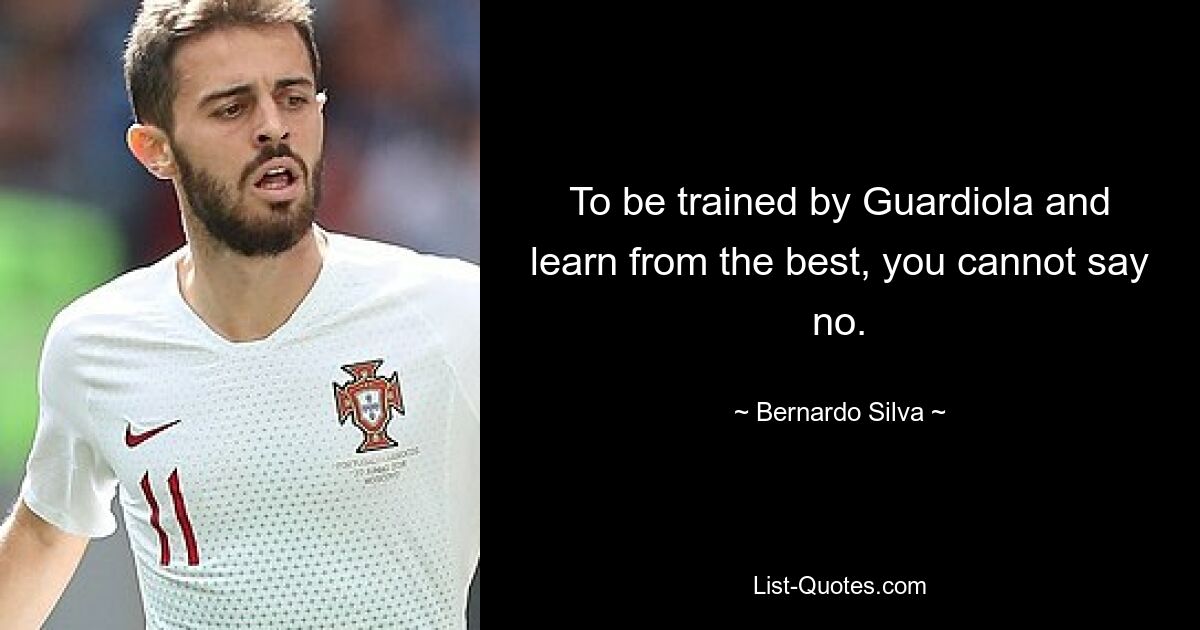 To be trained by Guardiola and learn from the best, you cannot say no. — © Bernardo Silva