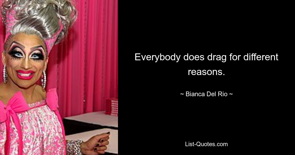 Everybody does drag for different reasons. — © Bianca Del Rio