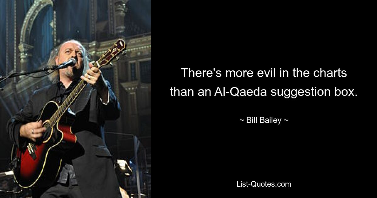 There's more evil in the charts than an Al-Qaeda suggestion box. — © Bill Bailey