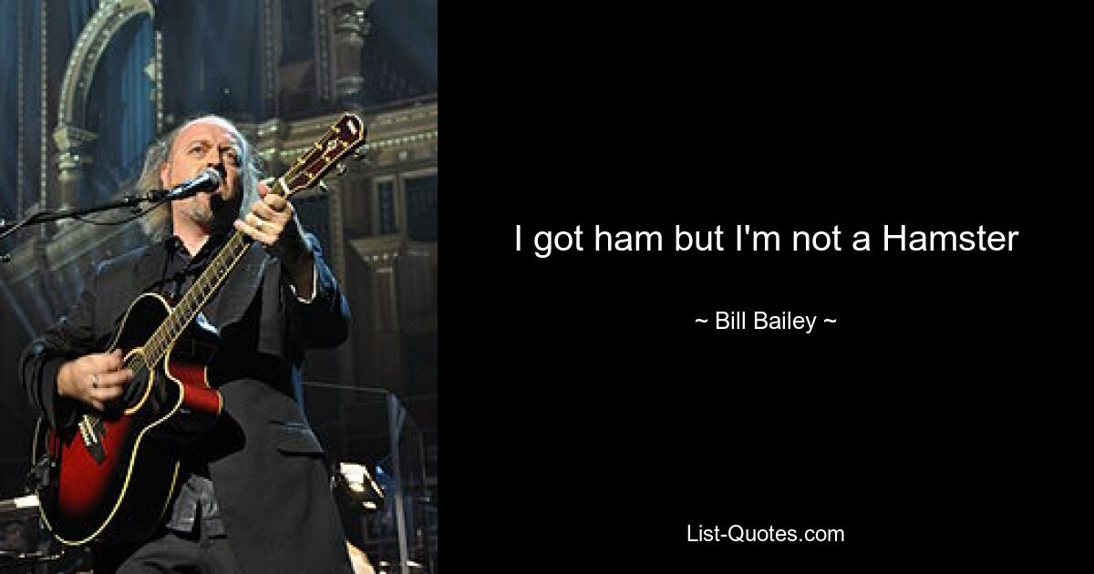 I got ham but I'm not a Hamster — © Bill Bailey