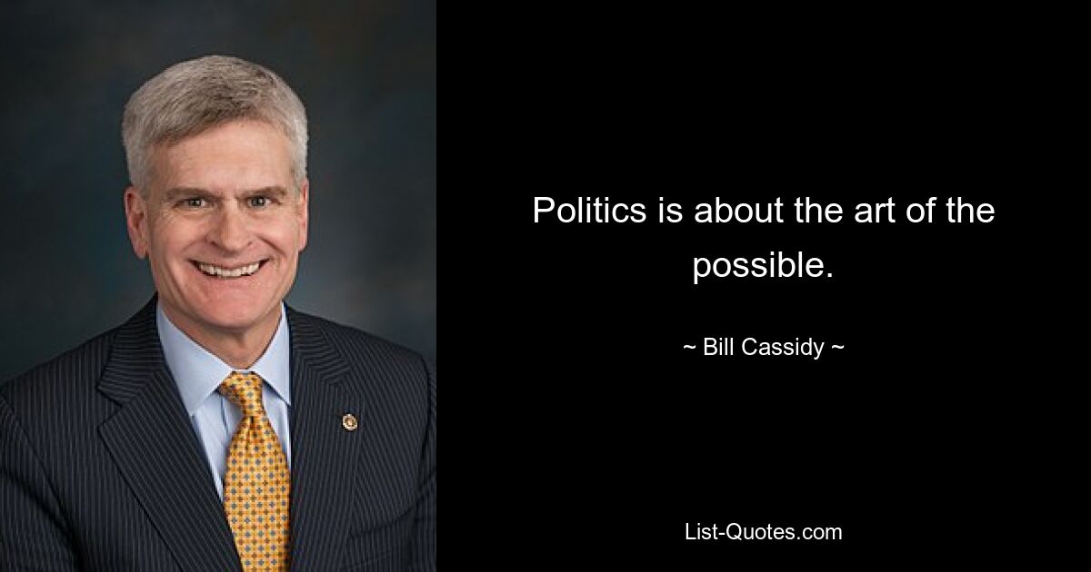 Politics is about the art of the possible. — © Bill Cassidy