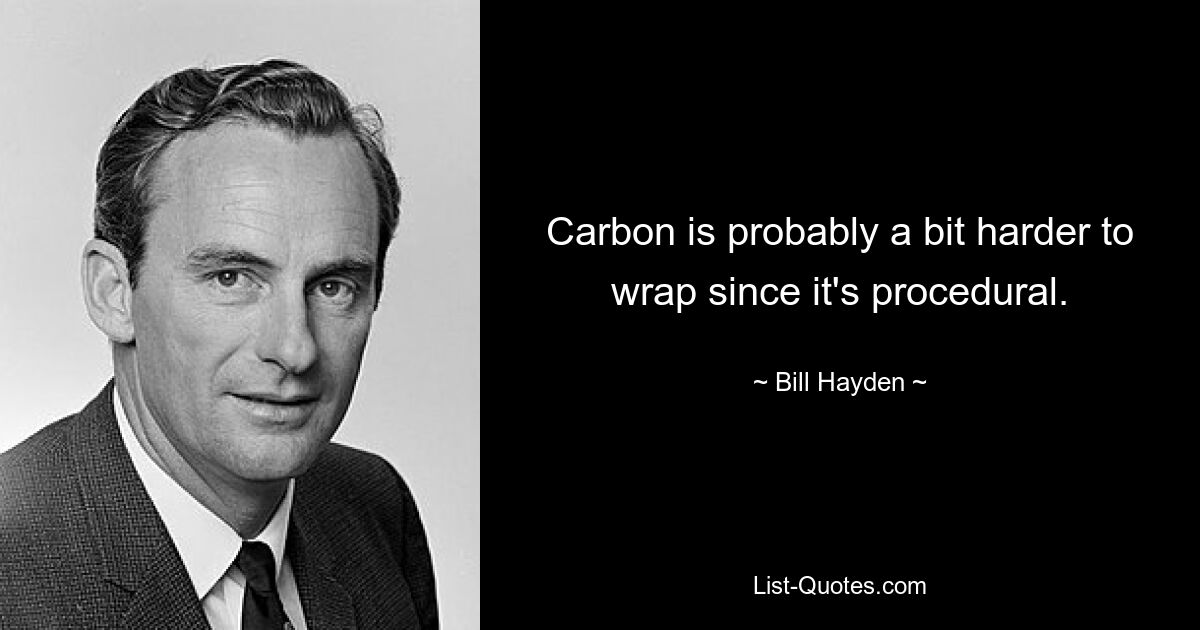 Carbon is probably a bit harder to wrap since it's procedural. — © Bill Hayden