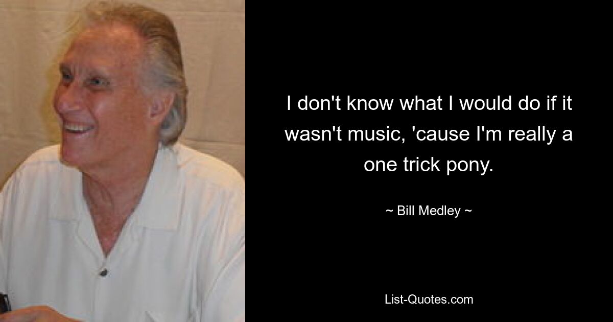 I don't know what I would do if it wasn't music, 'cause I'm really a one trick pony. — © Bill Medley