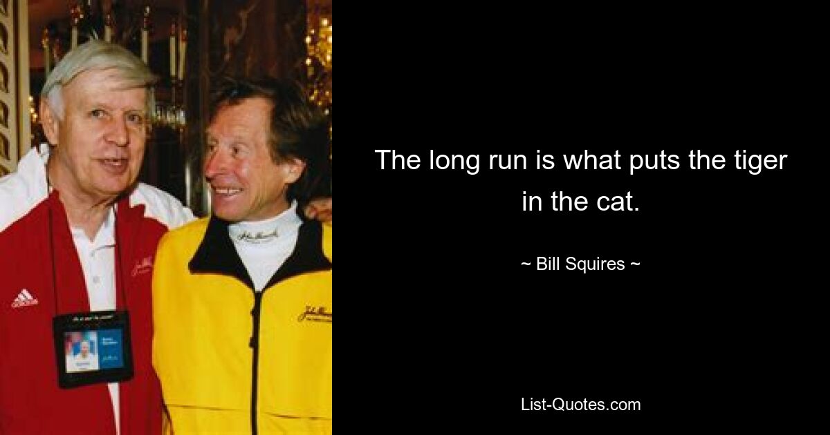 The long run is what puts the tiger in the cat. — © Bill Squires