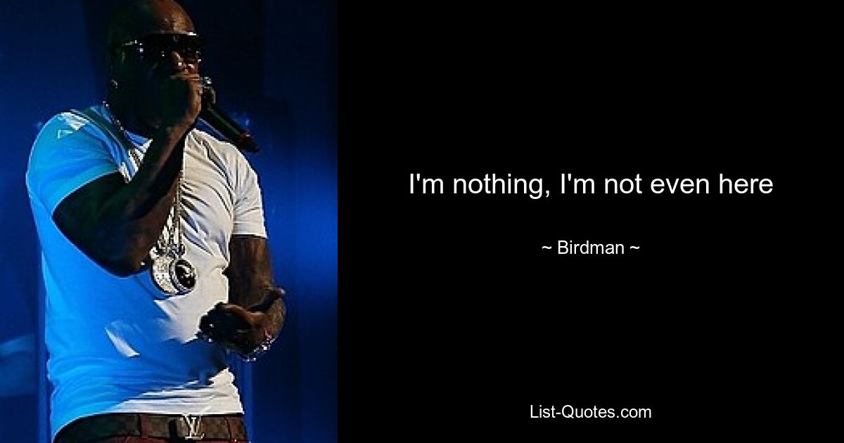 I'm nothing, I'm not even here — © Birdman