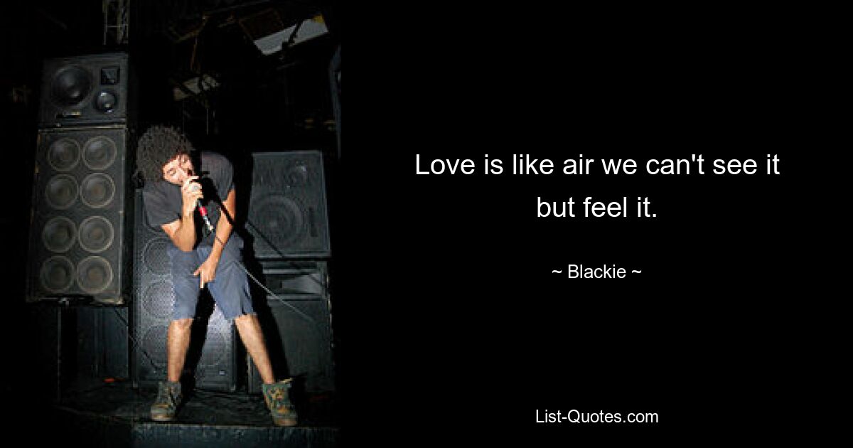 Love is like air we can't see it but feel it. — © Blackie