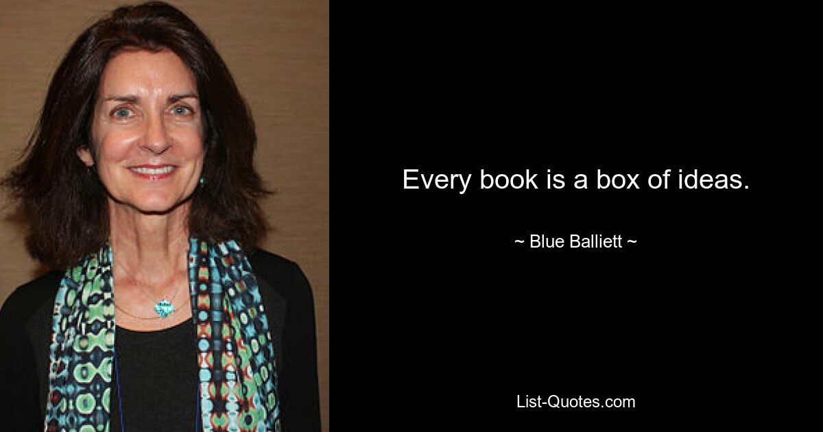 Every book is a box of ideas. — © Blue Balliett