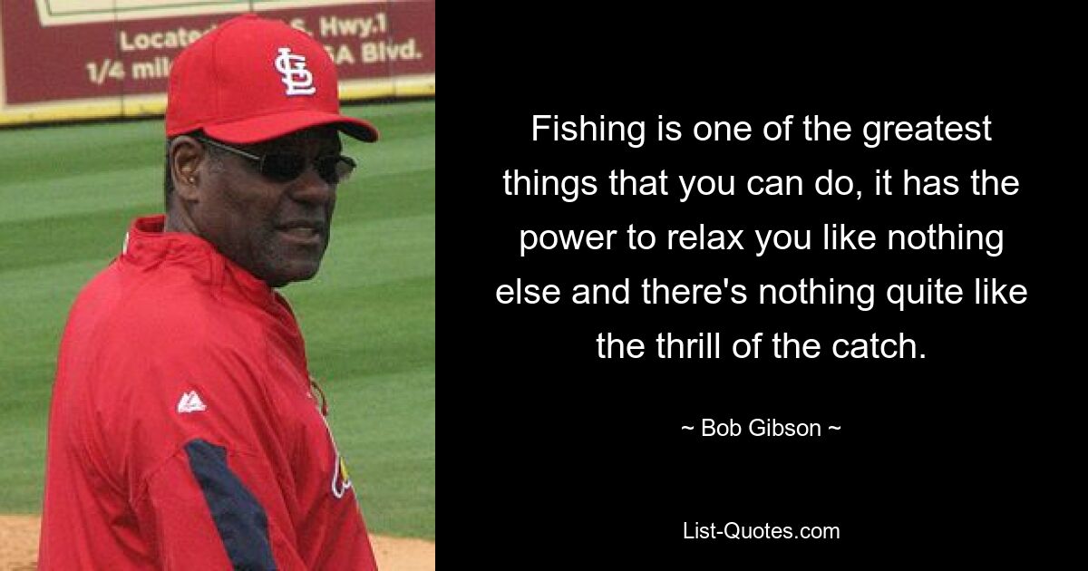 Fishing is one of the greatest things that you can do, it has the power to relax you like nothing else and there's nothing quite like the thrill of the catch. — © Bob Gibson