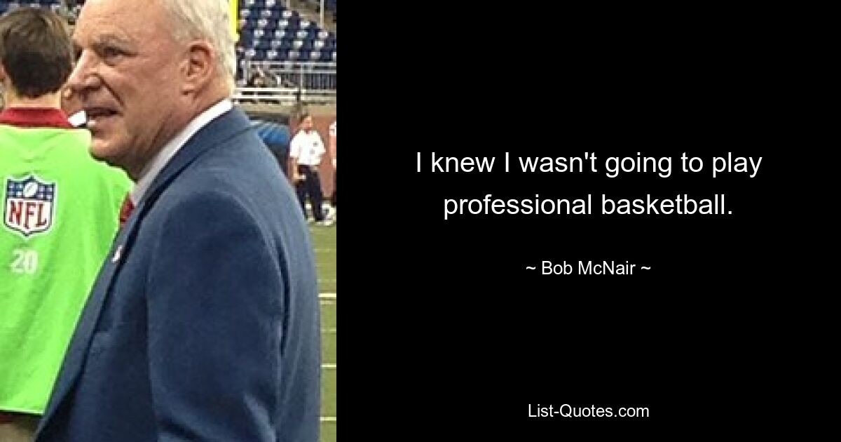 I knew I wasn't going to play professional basketball. — © Bob McNair