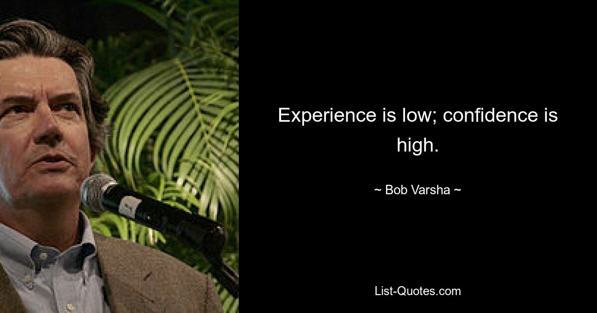 Experience is low; confidence is high. — © Bob Varsha