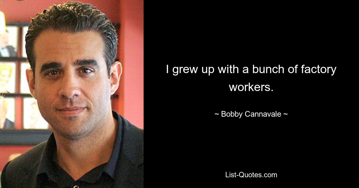 I grew up with a bunch of factory workers. — © Bobby Cannavale