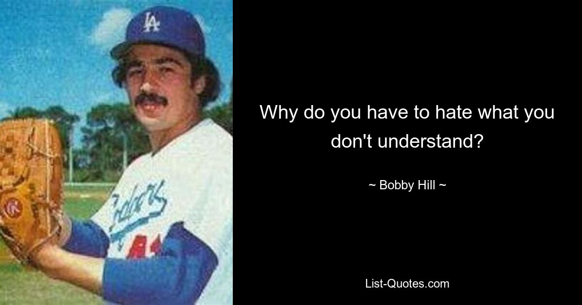 Why do you have to hate what you don't understand? — © Bobby Hill