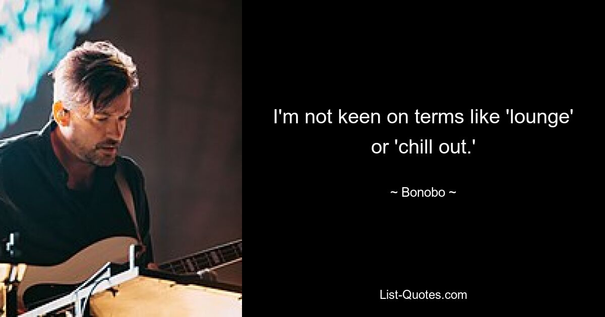 I'm not keen on terms like 'lounge' or 'chill out.' — © Bonobo