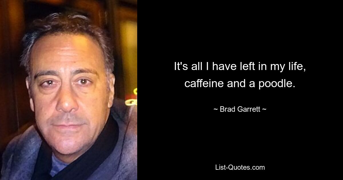 It's all I have left in my life, caffeine and a poodle. — © Brad Garrett