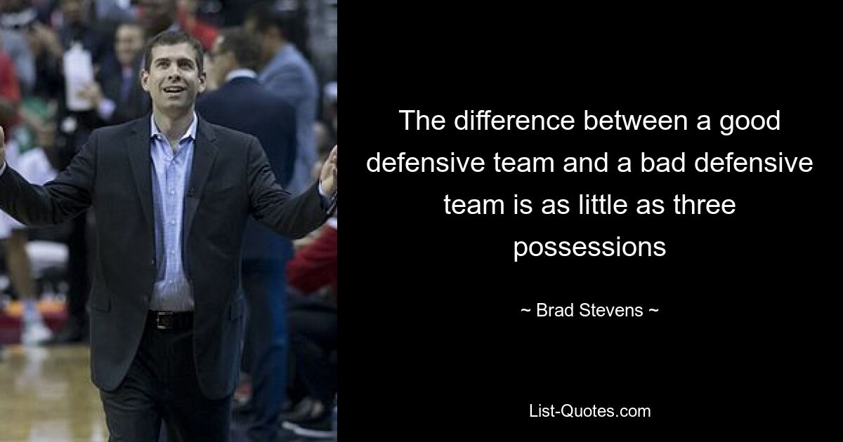 The difference between a good defensive team and a bad defensive team is as little as three possessions — © Brad Stevens