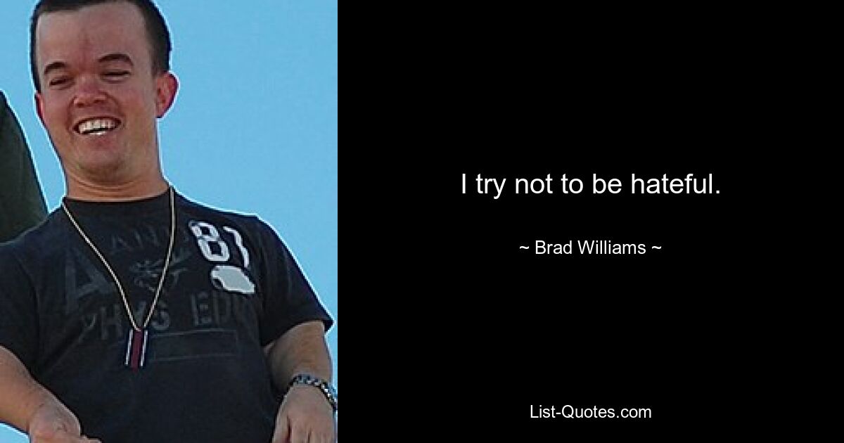 I try not to be hateful. — © Brad Williams