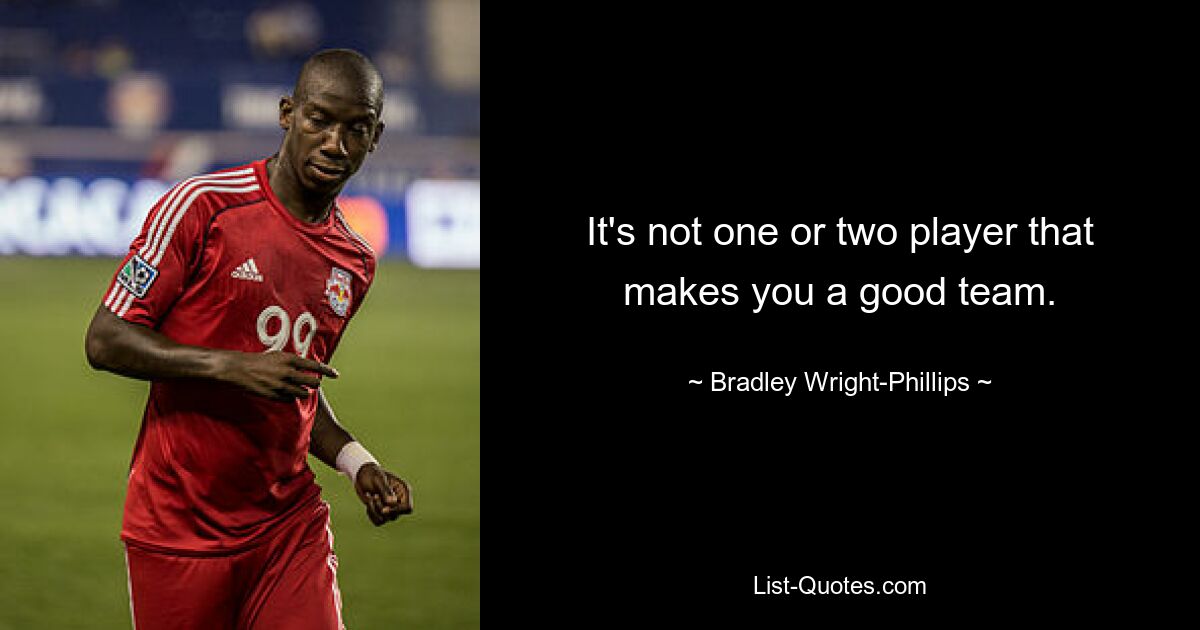 It's not one or two player that makes you a good team. — © Bradley Wright-Phillips