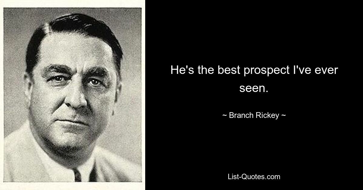 He's the best prospect I've ever seen. — © Branch Rickey