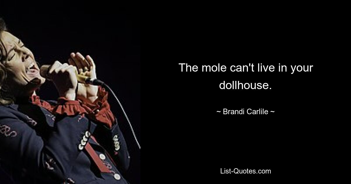 The mole can't live in your dollhouse. — © Brandi Carlile