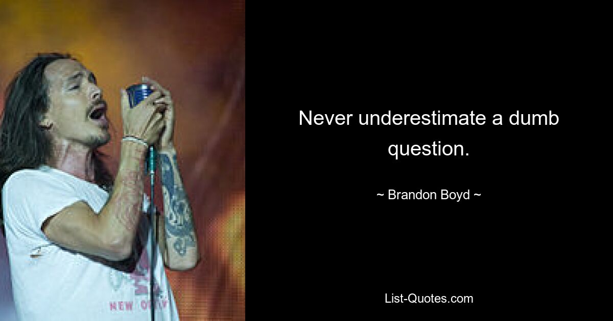 Never underestimate a dumb question. — © Brandon Boyd