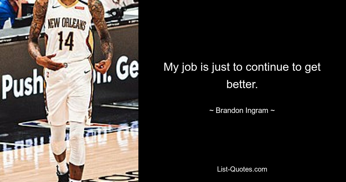 My job is just to continue to get better. — © Brandon Ingram