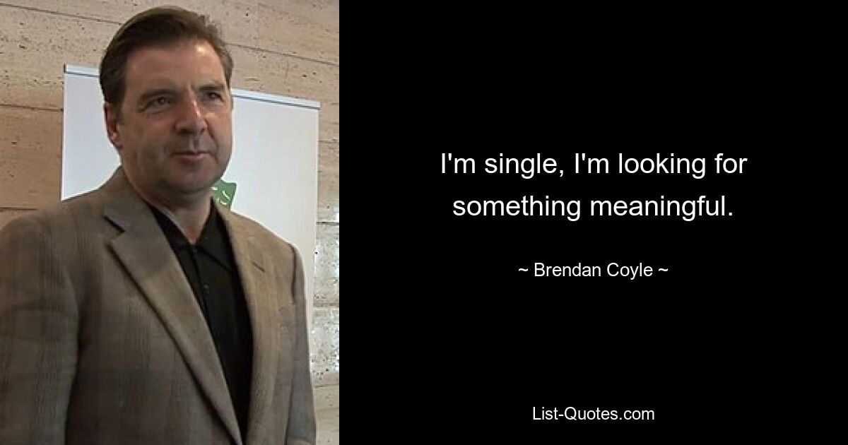 I'm single, I'm looking for something meaningful. — © Brendan Coyle