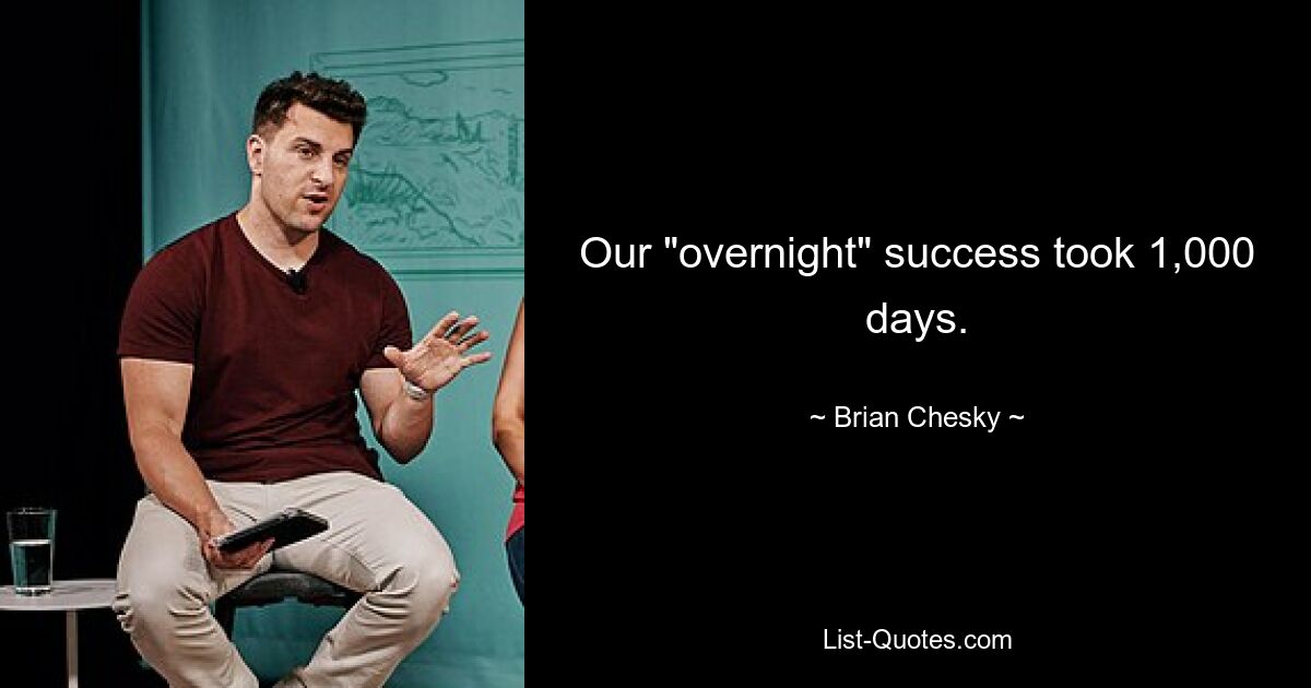 Our "overnight" success took 1,000 days. — © Brian Chesky