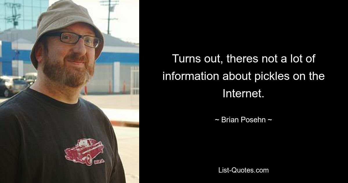 Turns out, theres not a lot of information about pickles on the Internet. — © Brian Posehn