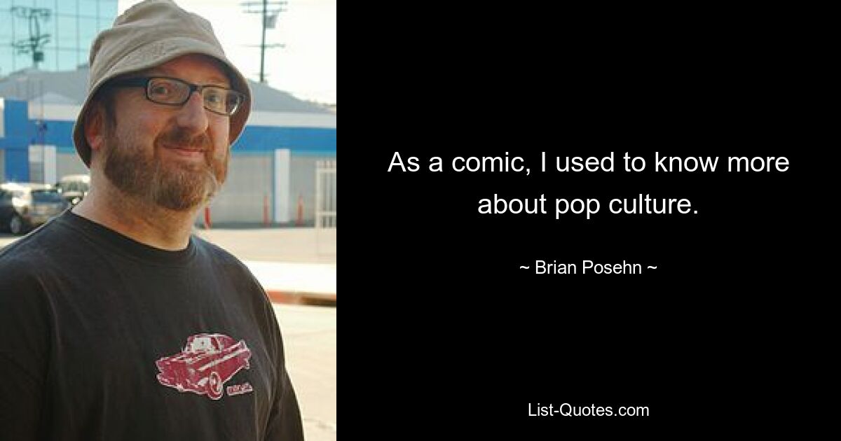 As a comic, I used to know more about pop culture. — © Brian Posehn