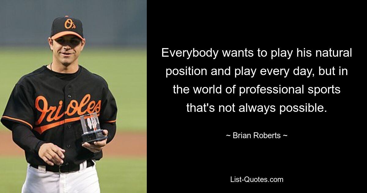 Everybody wants to play his natural position and play every day, but in the world of professional sports that's not always possible. — © Brian Roberts