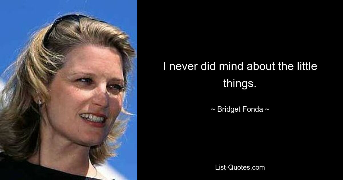 I never did mind about the little things. — © Bridget Fonda