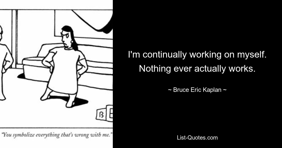 I'm continually working on myself. Nothing ever actually works. — © Bruce Eric Kaplan