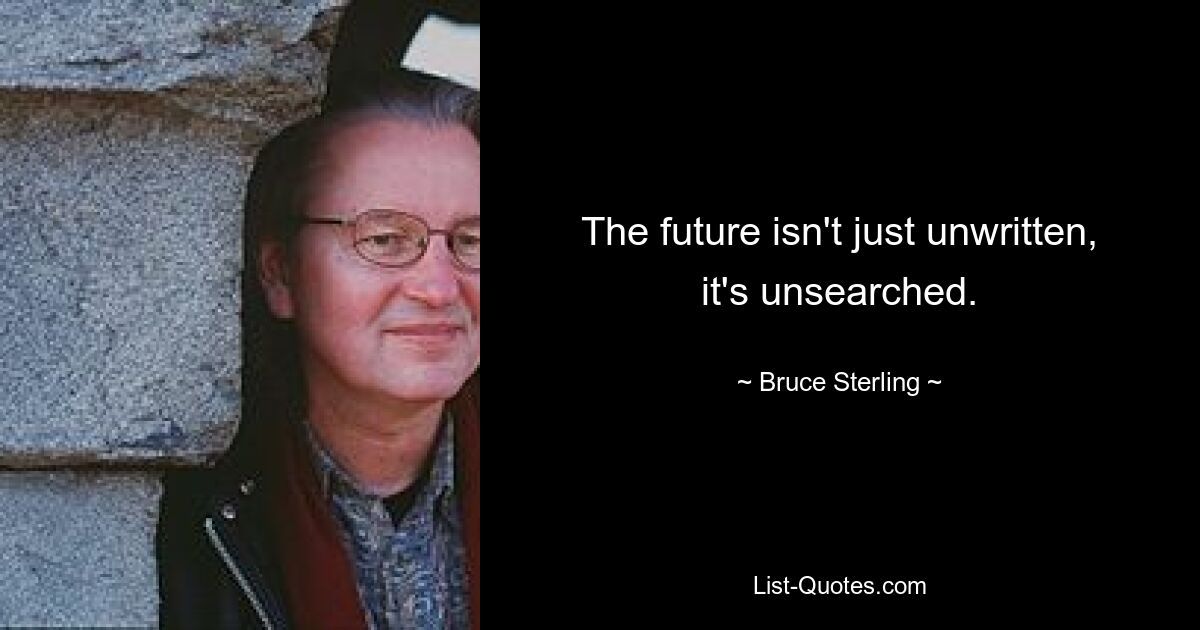 The future isn't just unwritten, it's unsearched. — © Bruce Sterling