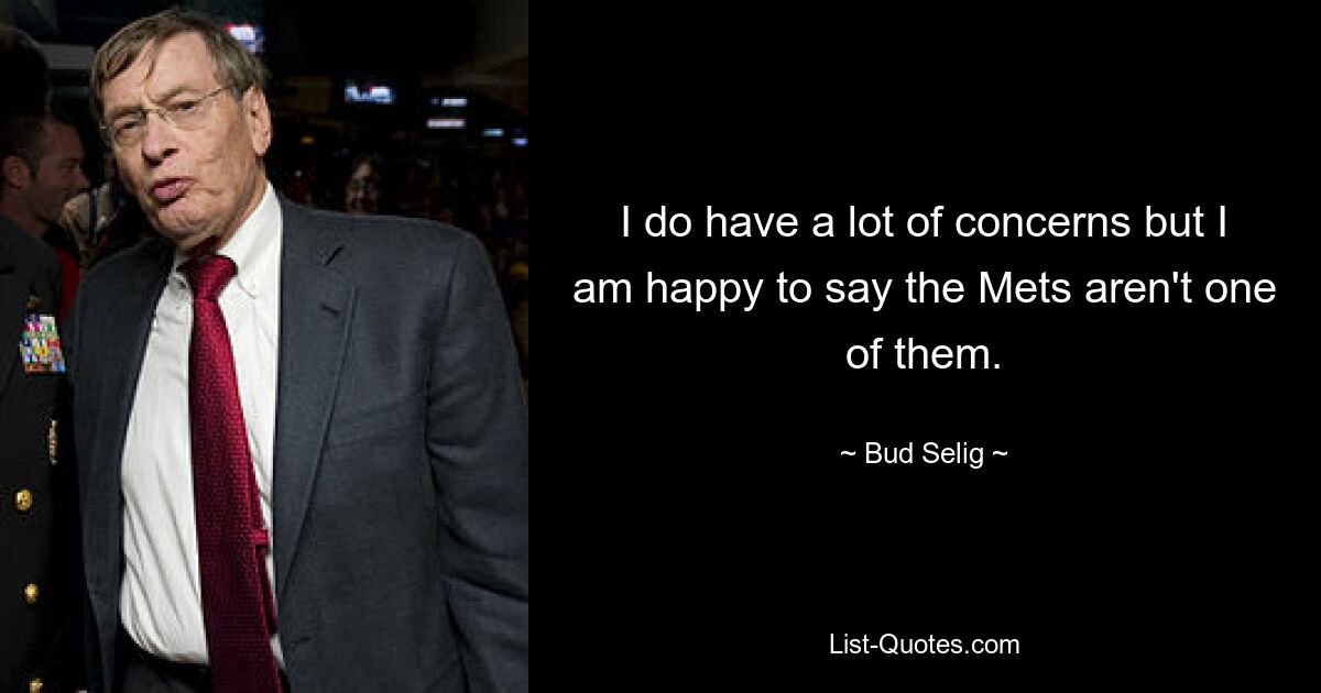 I do have a lot of concerns but I am happy to say the Mets aren't one of them. — © Bud Selig