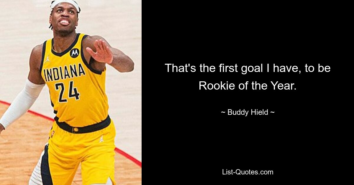 That's the first goal I have, to be Rookie of the Year. — © Buddy Hield