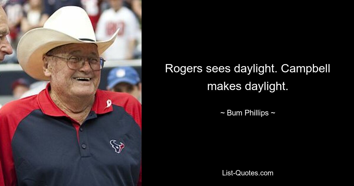 Rogers sees daylight. Campbell makes daylight. — © Bum Phillips