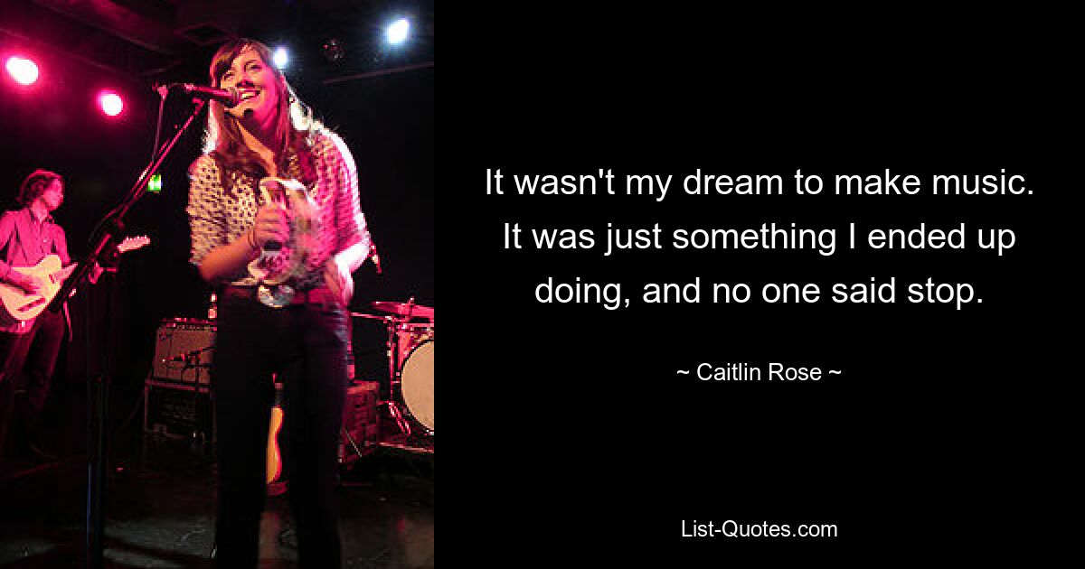 It wasn't my dream to make music. It was just something I ended up doing, and no one said stop. — © Caitlin Rose