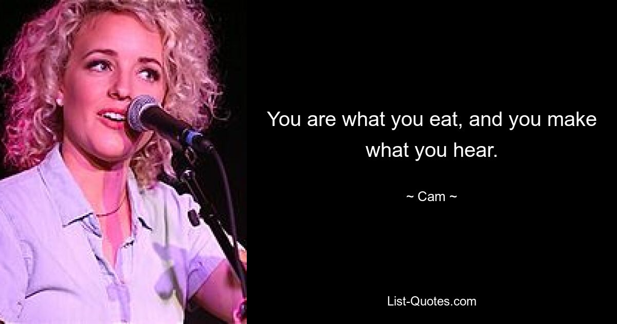 You are what you eat, and you make what you hear. — © Cam