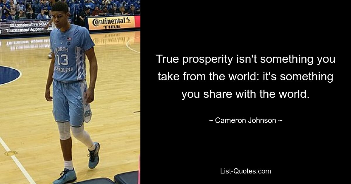 True prosperity isn't something you take from the world: it's something you share with the world. — © Cameron Johnson