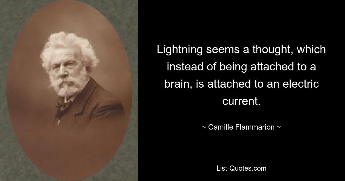 Lightning seems a thought, which instead of being attached to a brain, is attached to an electric current. — © Camille Flammarion