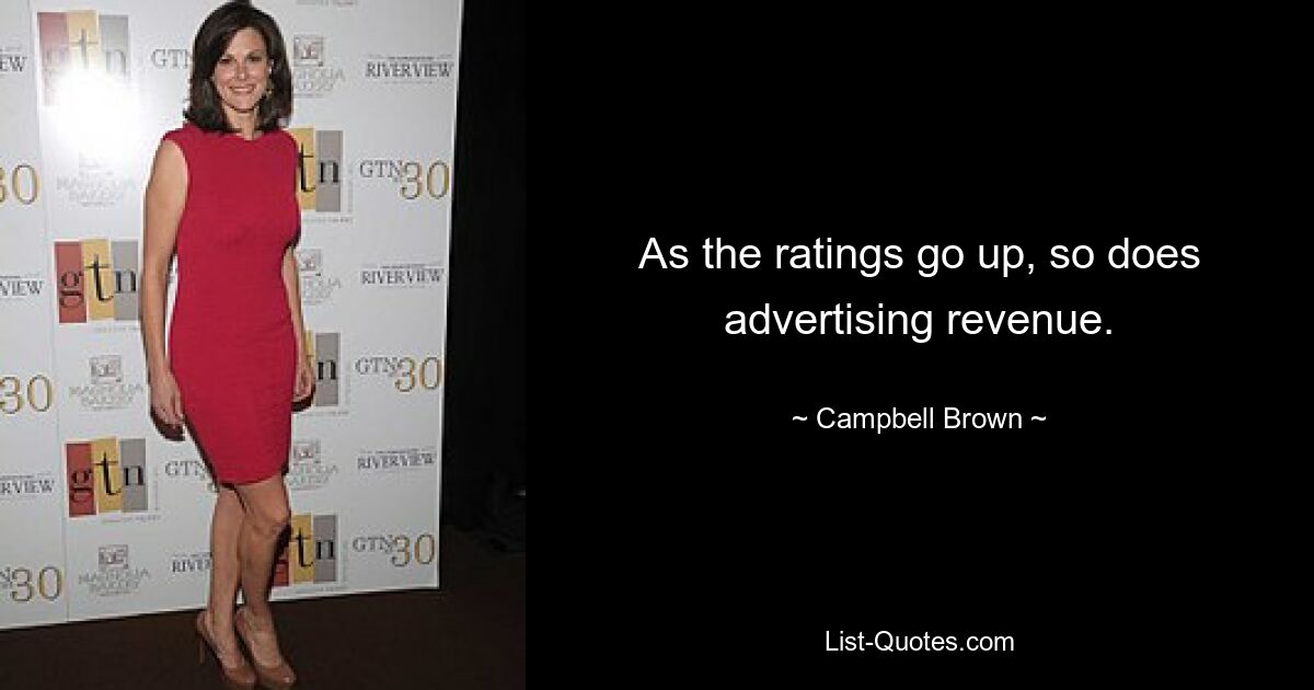 As the ratings go up, so does advertising revenue. — © Campbell Brown